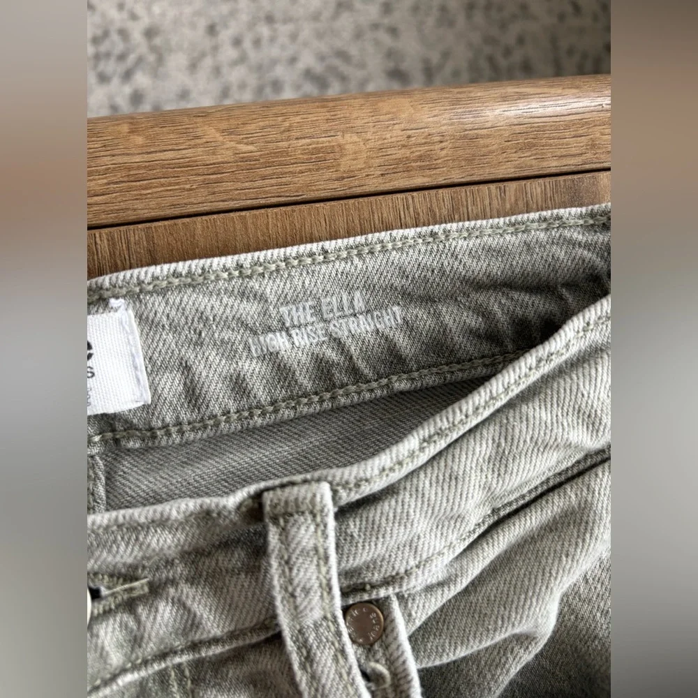 Kensie Vintage Gray/light green High Raise Straight Jeans - Picture 3 of 5